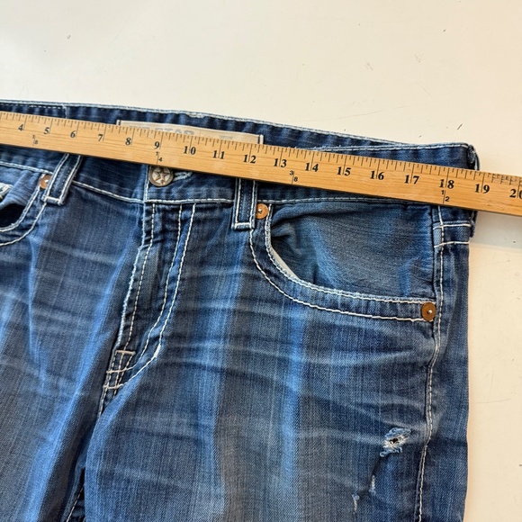 Big Star Union Straight Leg Thick Stitch Distressed Designer Jeans Mens 36 x 30 - Picture 8 of 12